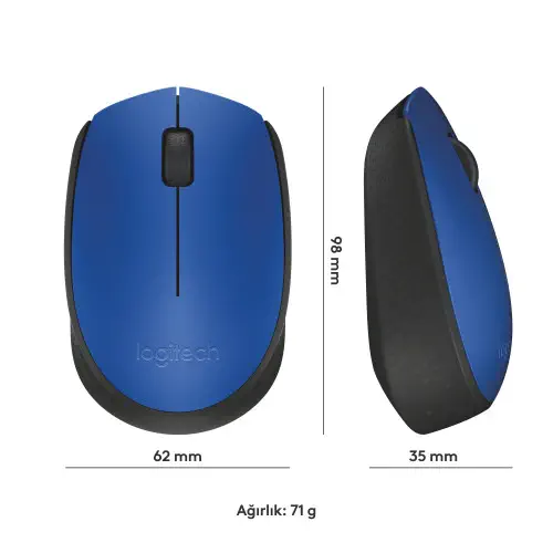 Logitech M171 Optik Mavi Gri Kablosuz Mouse - 910-006866