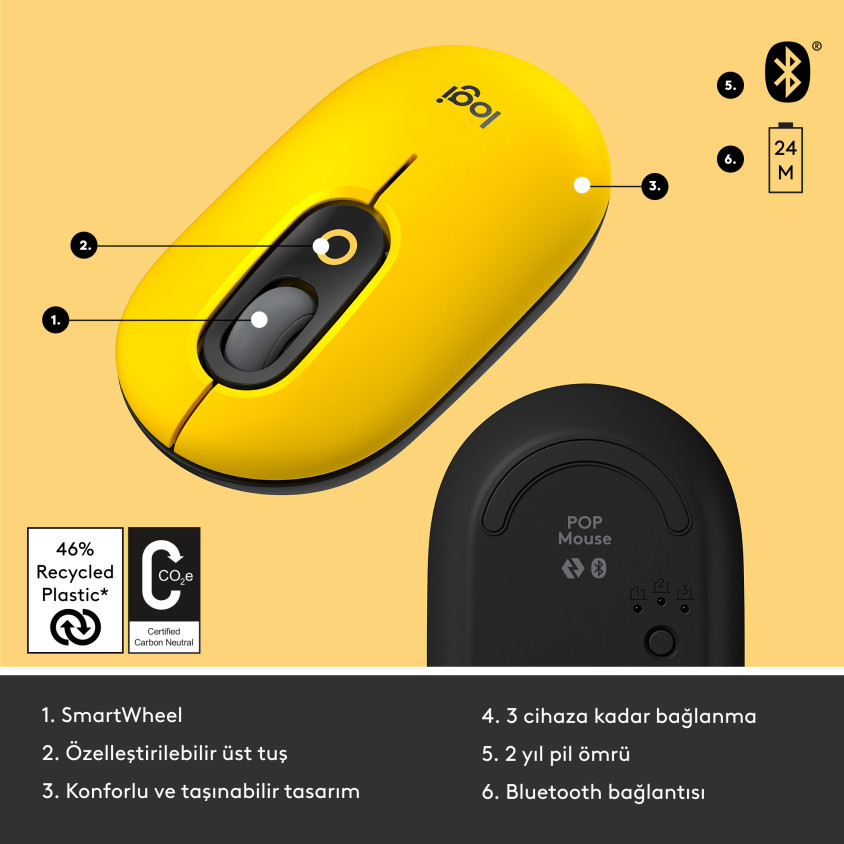 Logitech Pop Mouse 910-006546 Kablosuz Optik Mouse