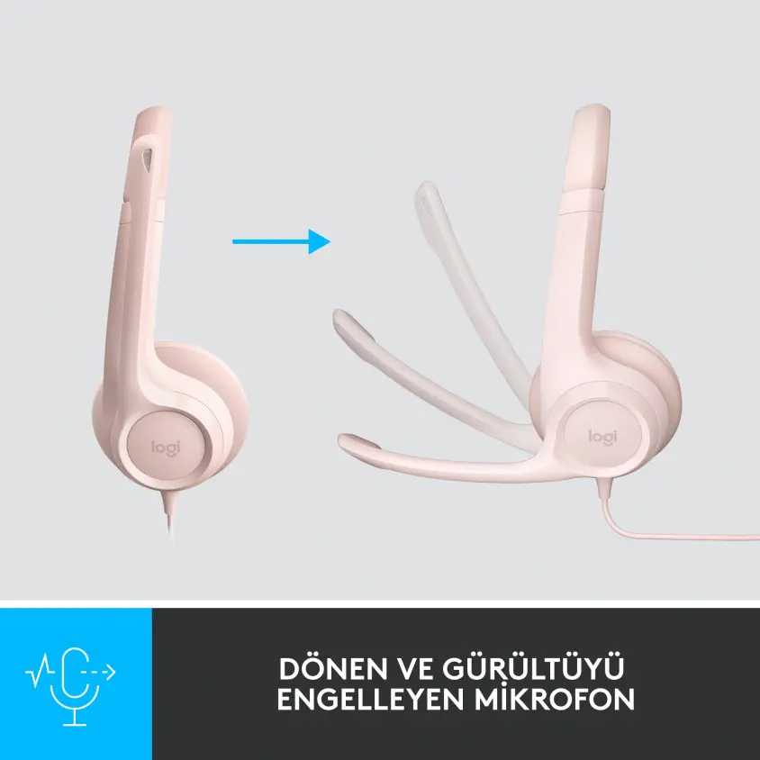 Logitech H390 Mikrofonlu Kulaklık Pudra Pembe 981-001281