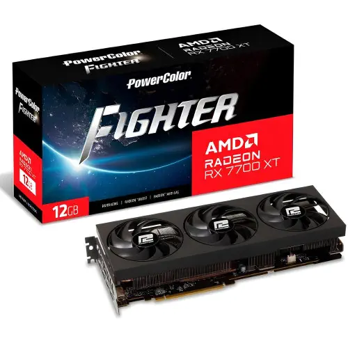 POWERCOLOR FIGHTER RX 7700XT 12GB GDDR6 192Bit DX12 Gaming (Oyuncu) Ekran Kartı