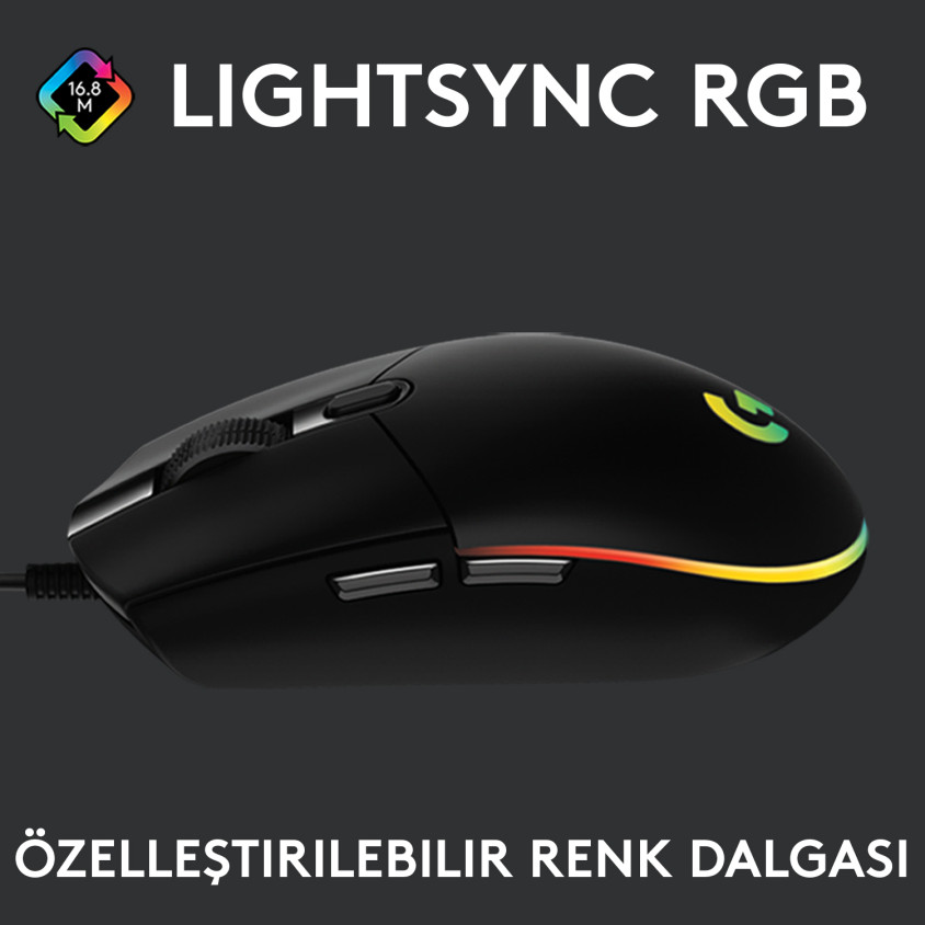 Logitech G102 LightSync Black 910-005823 Kablolu Gaming Mouse