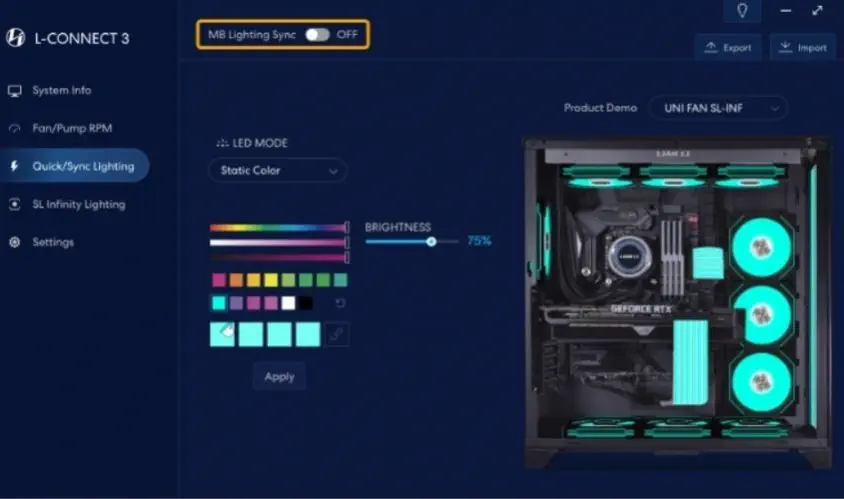 LIAN LI UNI FAN SL-INFINITY REVERSE RGB Kasa Fanı