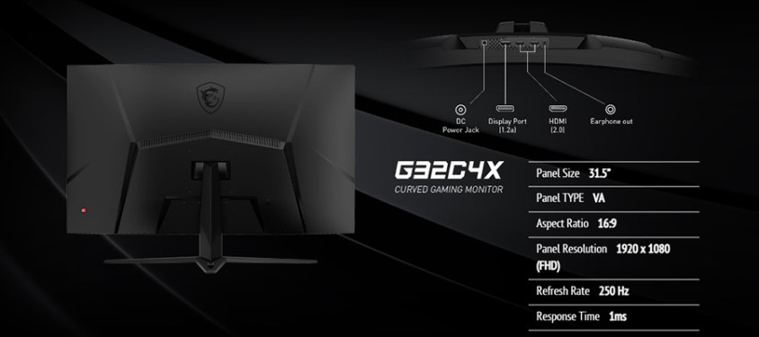 MSI G32C4X 32″ 1ms 250Hz Curved Gaming Monitör