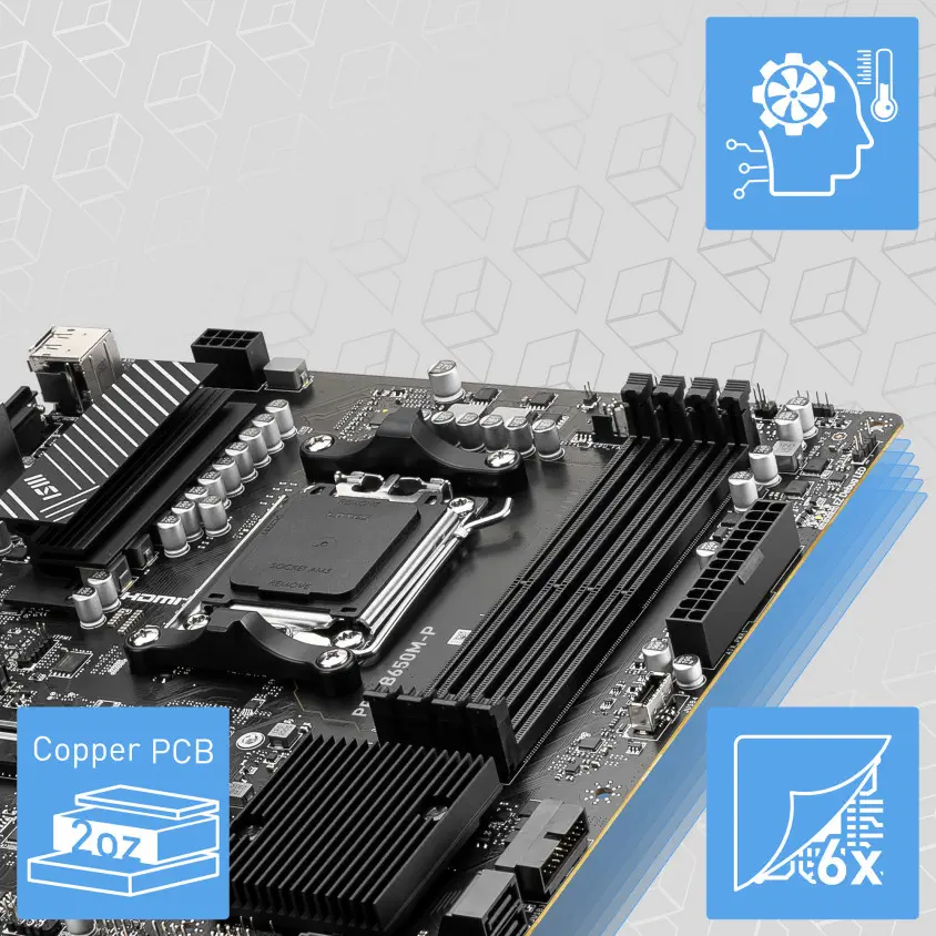 MSI Pro B650M-P AMD B650 AM5 Soket DDR5 6000(OC)MHz mATX Anakart