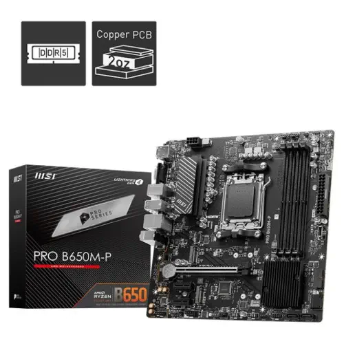 MSI Pro B650M-P AMD B650 AM5 Soket DDR5 6000(OC)MHz mATX Anakart