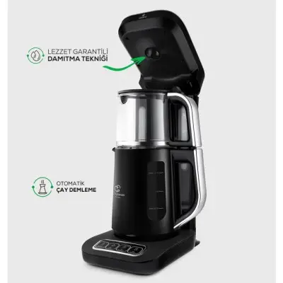 Karaca Çaysever Robotea Pro 4in1 2500 W Starlight Konuşan Cam Demlikli Çay Makinesi