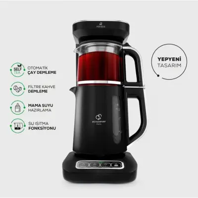 Karaca Çaysever Robotea Pro 4in1 2500 W Starlight Konuşan Cam Demlikli Çay Makinesi