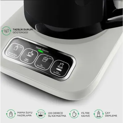 Karaca Çaysever Robotea Pro 4in1 2500 W Starlight Konuşan Cam Demlikli Çay Makinesi