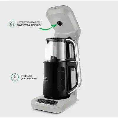 Karaca Çaysever Robotea Pro 4in1 2500 W Starlight Konuşan Cam Demlikli Çay Makinesi