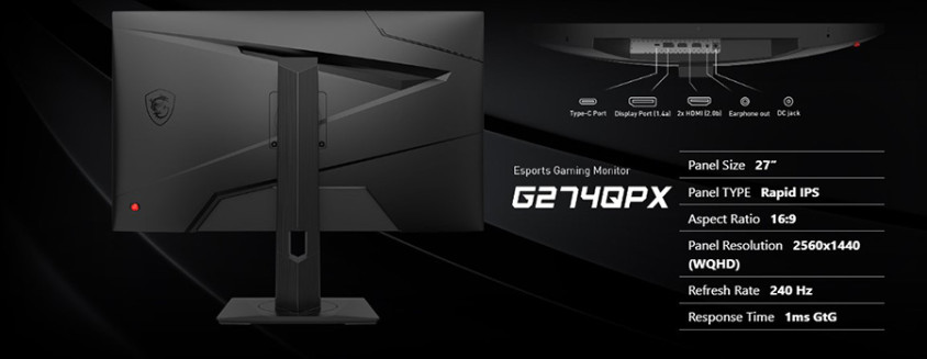 MSI G274QPX 27″ 1ms 240Hz Rapid IPS WQHD Gaming Monitör
