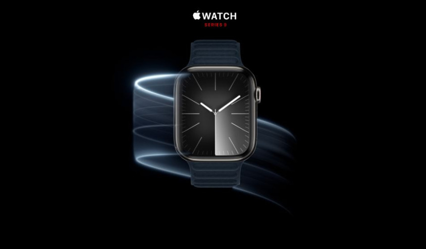Apple Watch Series 9 GPS Gümüş Rengi Alüminyum Kasa ve Fırtına Mavisi Spor Kordon