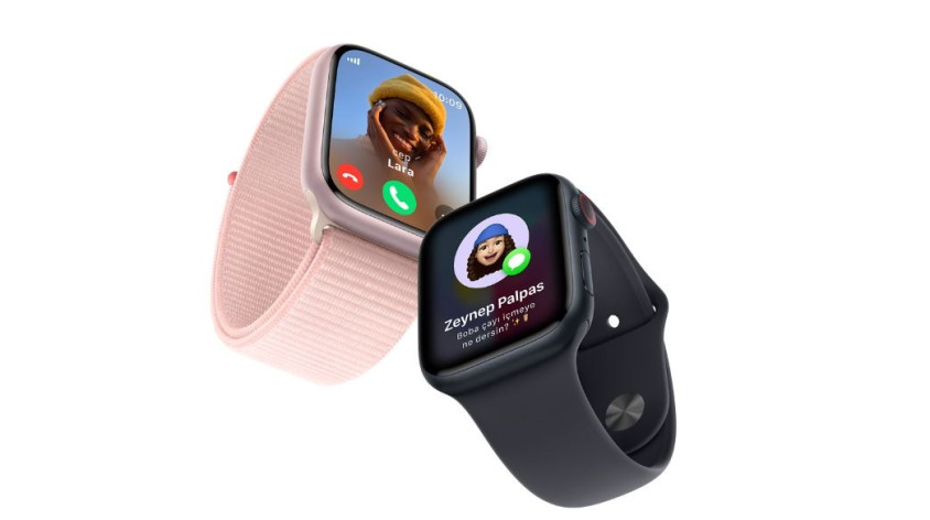 Apple Watch Series 9 GPS Gümüş Rengi Alüminyum Kasa ve Fırtına Mavisi Spor Kordon