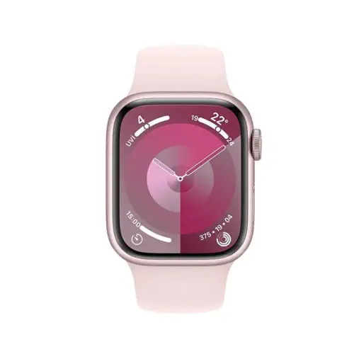 Apple Watch Series 9 GPS Pembe Alüminyum Kasa ve Uçuk Pembe Spor Kordon 