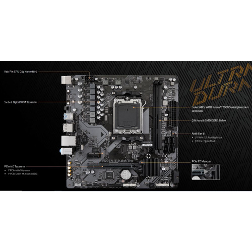 Gigabyte A620M H AMD A620 Soket AM5 DDR5 6400(OC)MHz mATX Gaming Anakart