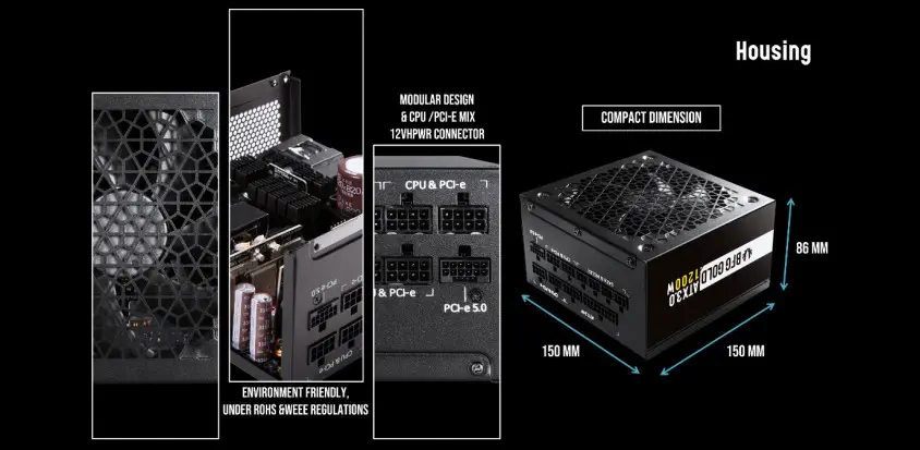 BitFenix BFG Gold 1200W 80+ Gold PCIe Gen 5.0 ATX 3.0 Full Modüler Power Supply