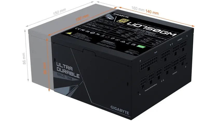 Gigabyte UD750GM 750W 80+ Gold Modüler Full Modüler 120mm Fanlı PSU