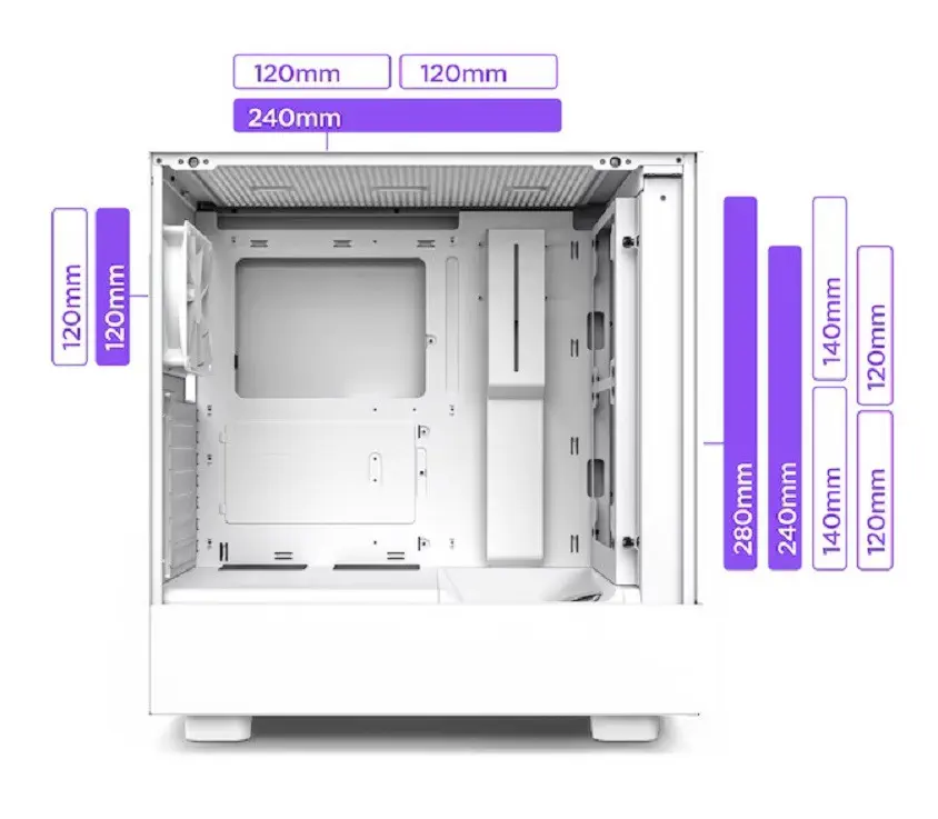 NZXT H Series H5 Flow CC-H51FB-R1 ATX Mid Tower Gaming Kasa