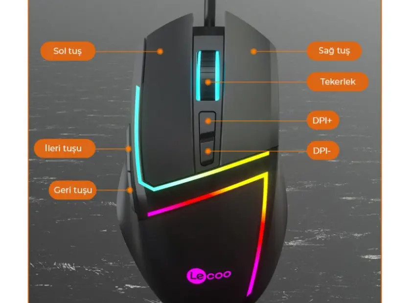 Lenovo Lecoo MS106 Kablolu Gaming Mouse