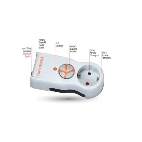 Tunçmatik TSK5081 Powersurge 2`Li 525 Joule Siyah Kablosuz Akım Koruyucu Priz