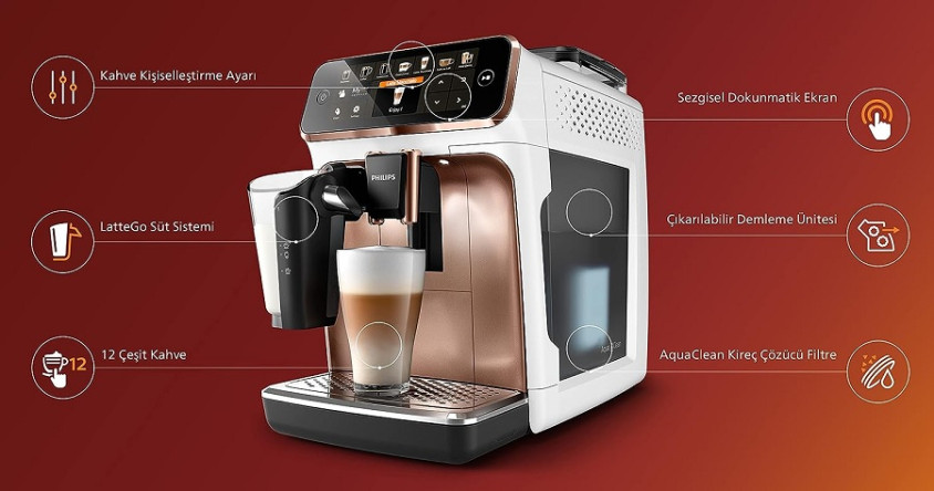 PHILIPS LatteGo EP5447/90 Tam Otomatik Espresso Makinesi Fiyatı &  Özellikleri