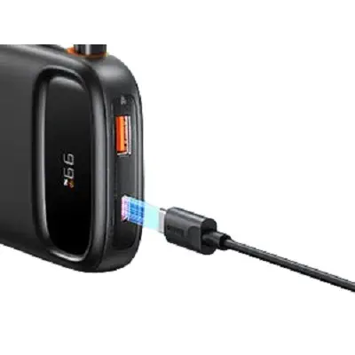 Baseus QPow2 Dijital Ekranlı 22.5W 10.000 mAh Dual Kablolu Powerbank Siyah