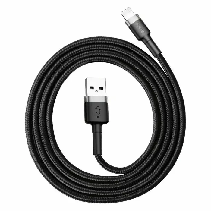 Baseus Cafule 2.4 A USB/Lightning 1 Metre Şarj Kablosu Gri/Siyah