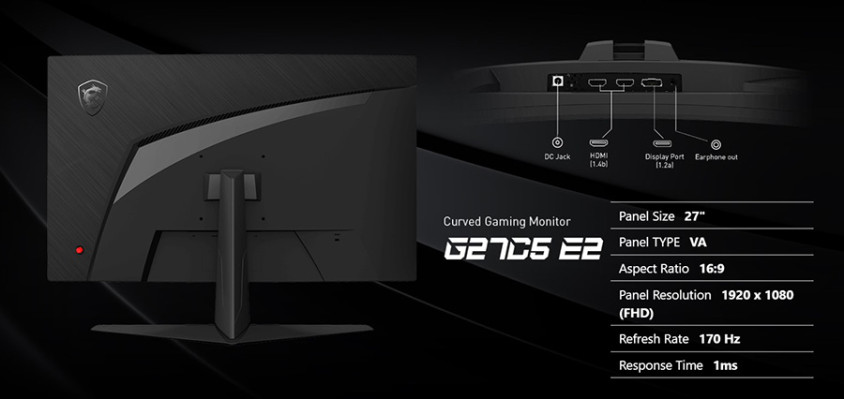 MSI G27C5 E2 27″ Curved 1ms 170Hz Freesync Premium Gaming  Monitör