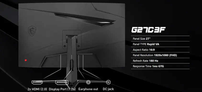MSI 27″ G27C3F 1ms 180Hz Rapid VA FreeSync Curved Full HD Gaming Monitör