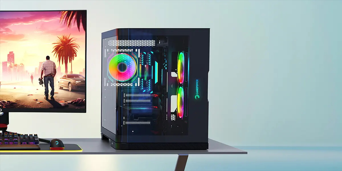 GamePower Warcry Vertex 3xARGB Kavisli Temper Cam 750W +80 Type-C ATX Gaming Kasa