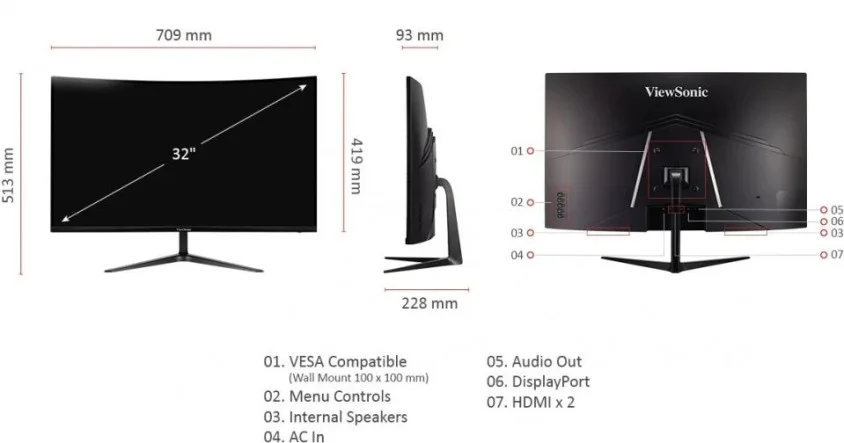 Viewsonic VX3218C-2K 32″ Curved Gaming Monitör