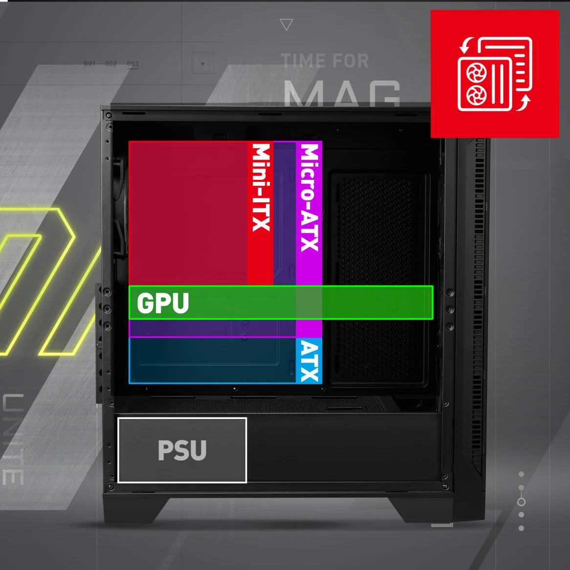 MSI MAG Forge M320R Airflow 3x120mm Auto RGB Fan USB 3.2 ATX Mid-Tower Gaming (Oyuncu) Kasa