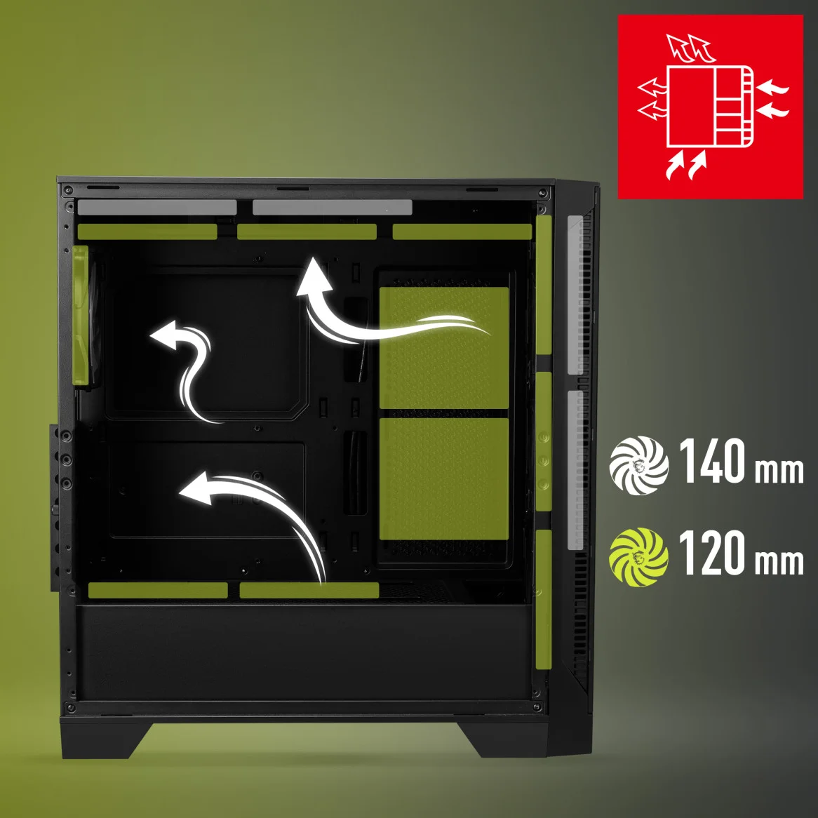 MSI MAG Forge M320R Airflow 3x120mm Auto RGB Fan USB 3.2 ATX Mid-Tower Gaming (Oyuncu) Kasa