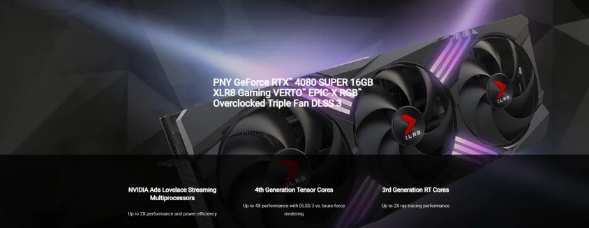 PNY RTX 4080 SUPER XLR8 Gaming VERTO EPIC-X RGB 16GB GDDR6X 256Bit Gaming Ekran Kartı