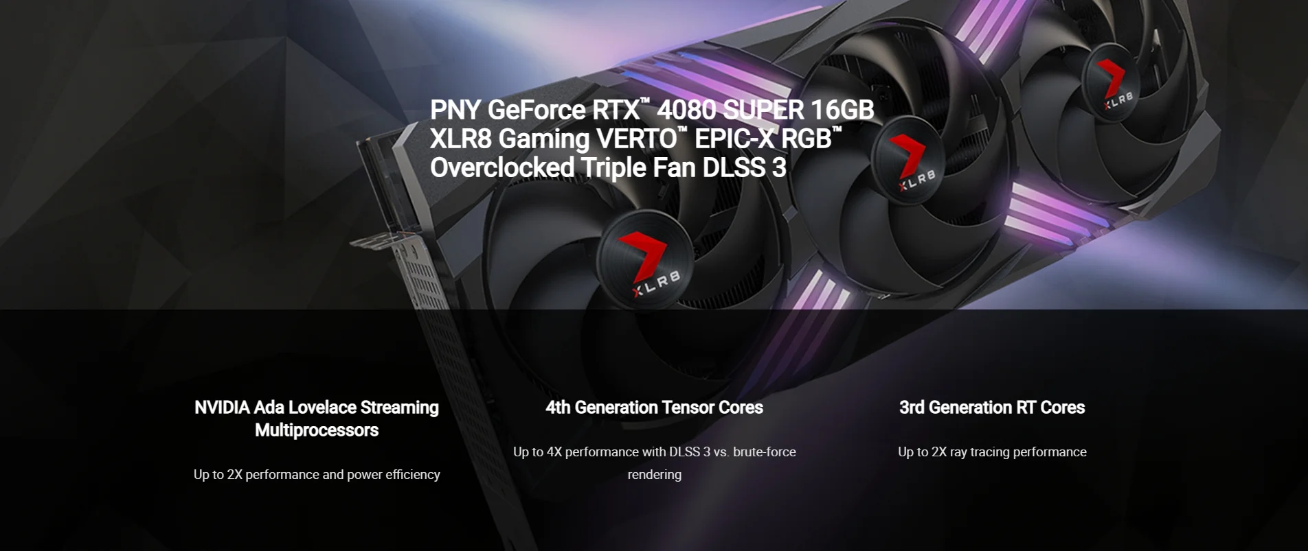 PNY RTX 4080 SUPER XLR8 Gaming VERTO EPIC-X RGB 16GB GDDR6X 256Bit Gaming Ekran Kartı