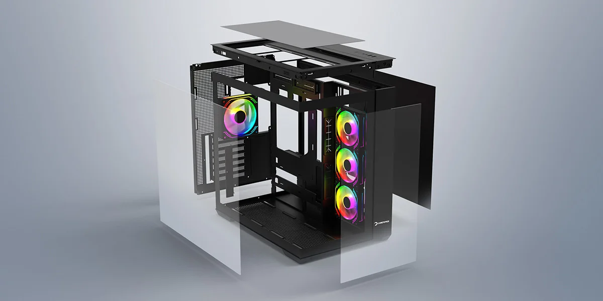 GamePower Warcry Prism 1x12Cm Siyah Fan Cam ATX Gaming Kasa