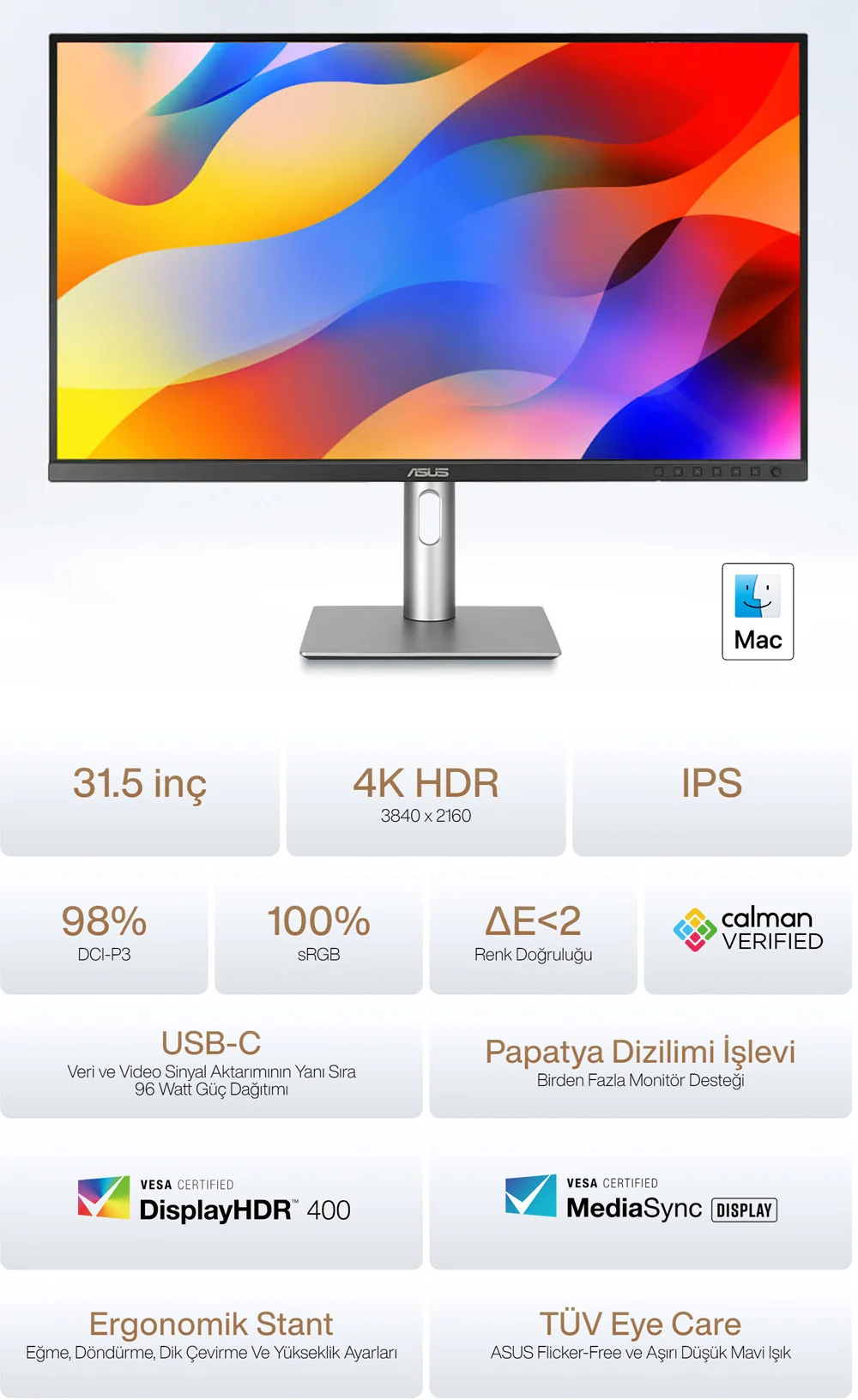 ASUS ProArt PA329CRV 31.5″ 5ms 60Hz IPS Monitör