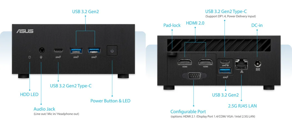 ASUS PN64-BB5013MD Intel Core i5 i5-12500H Barebone FreeDOS Mini Masaüstü PC
