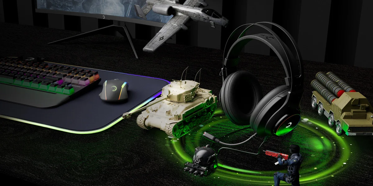 GamePower Kugon Siyah 7.1 Surround Rainbow Gaming Kulaklk
