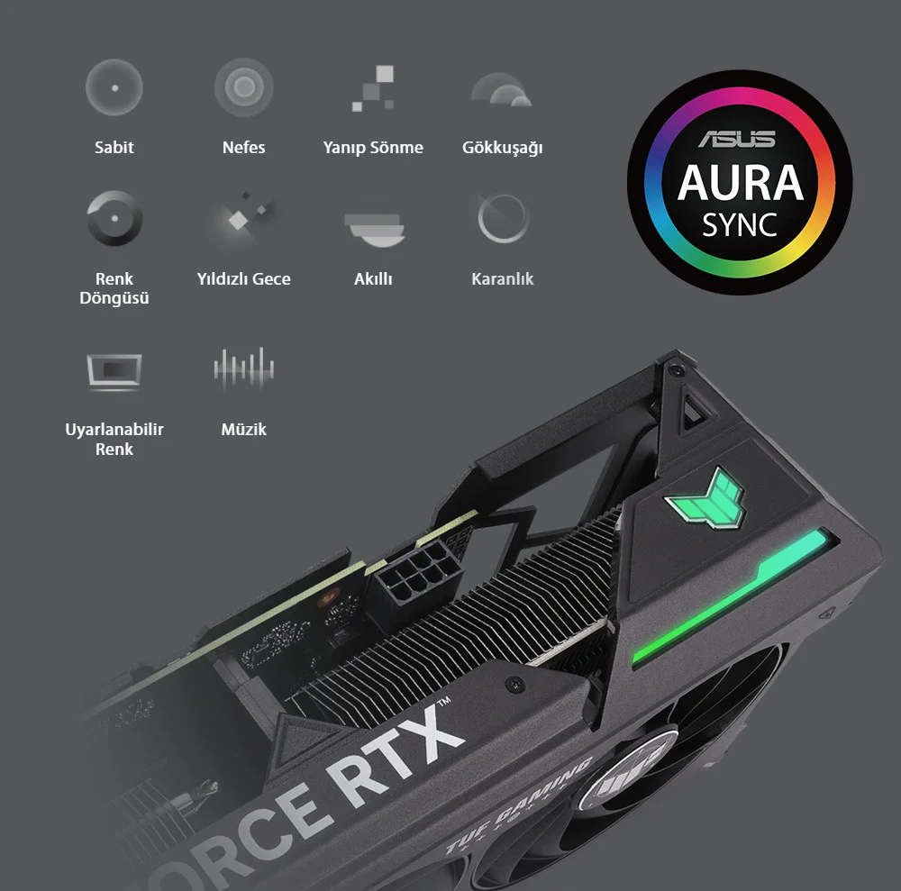 ASUS TUF-RTX4060TI-O8G-GAMING 8GB GDDR6 Ekran Kartı