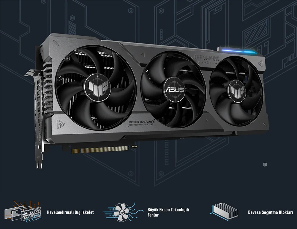 ASUS Tuf GeForce RTX 4070 Ti SUPER OC 16GB GDDR6X 256Bit DX12 DLSS 3 Gaming Ekran Kartı