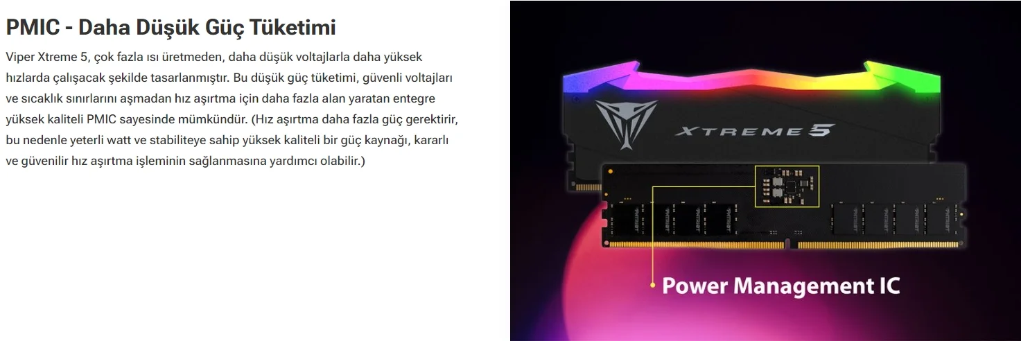 Patriot Viper Xtreme 5 RGB PVXR548G80C38K 48GB (2x24GB) DDR5 8000MHz Gaming Ram