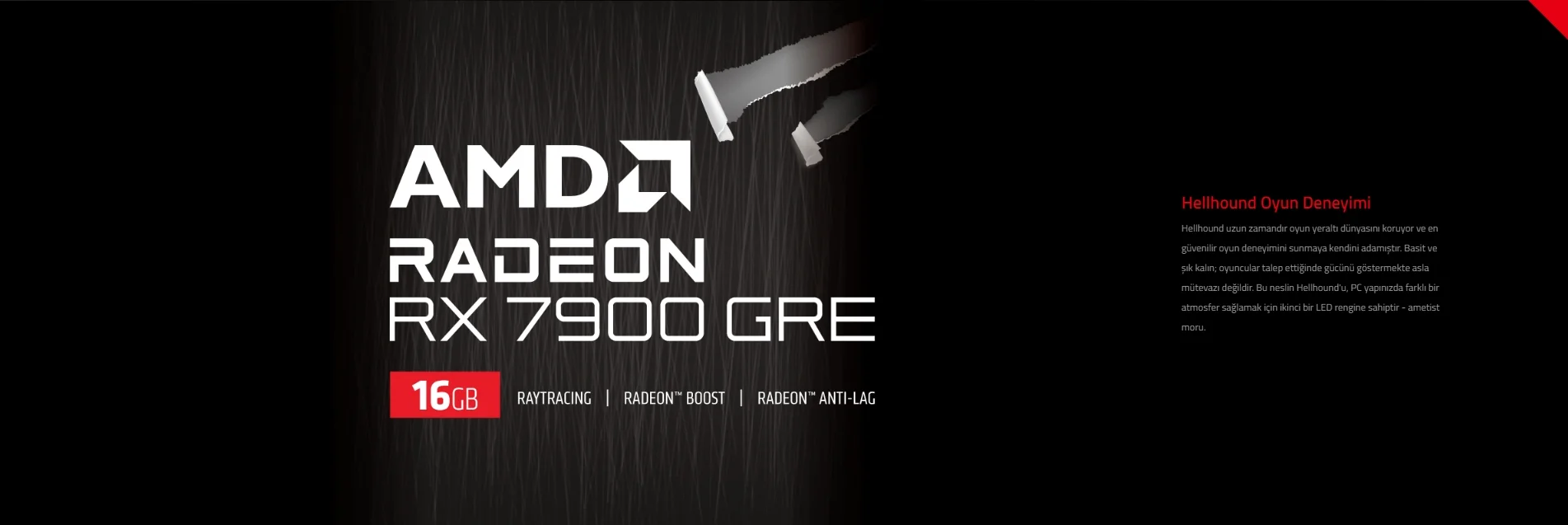 POWERCOLOR HELLHOUND RX7900GRE 16G-L/OC 16GB GDDR6 256Bit DX12 Gaming Ekran Kartı