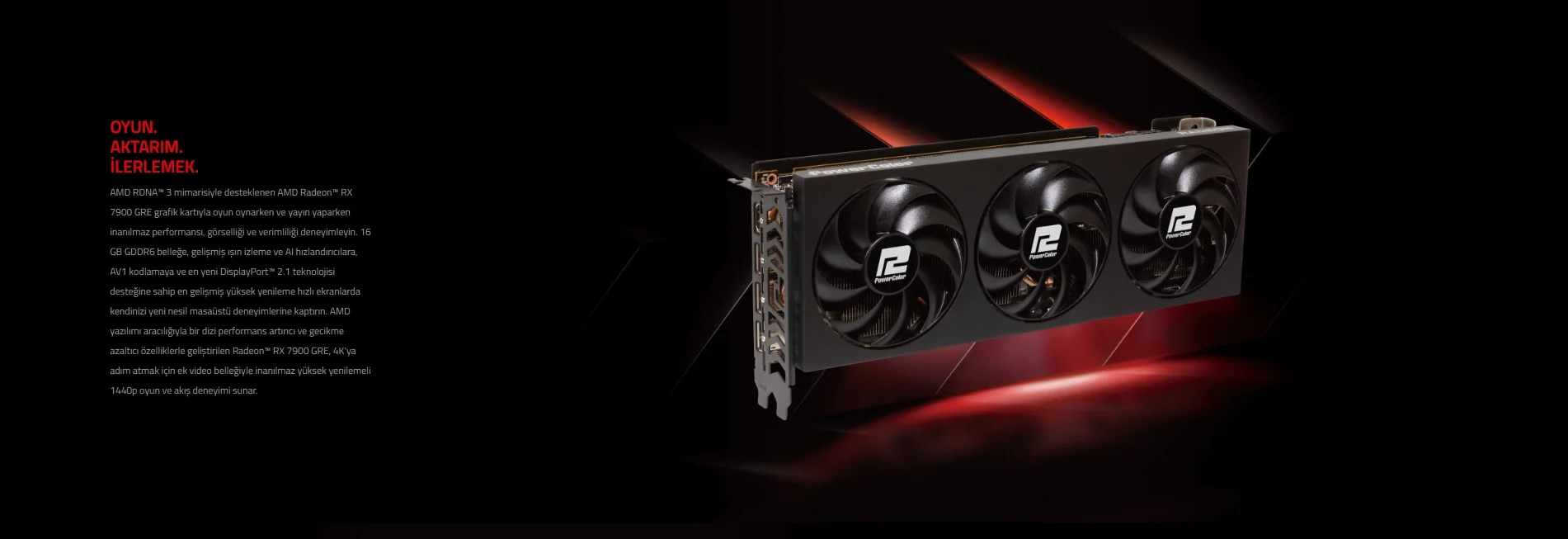 POWERCOLOR FIGHTER RX7900GRE 16G-F/OC 16GB GDDR6 256Bit Gaming Ekran Kartı
