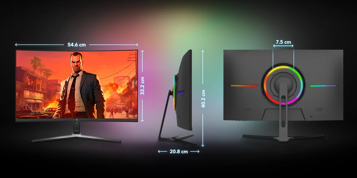 GamePower Vivid F10 24″ Curved RGB 120Hz 1ms FHD Va Panel 2x2W Speaker Gaming Monitör (Sıfır Ölü Piksel Garantili)
