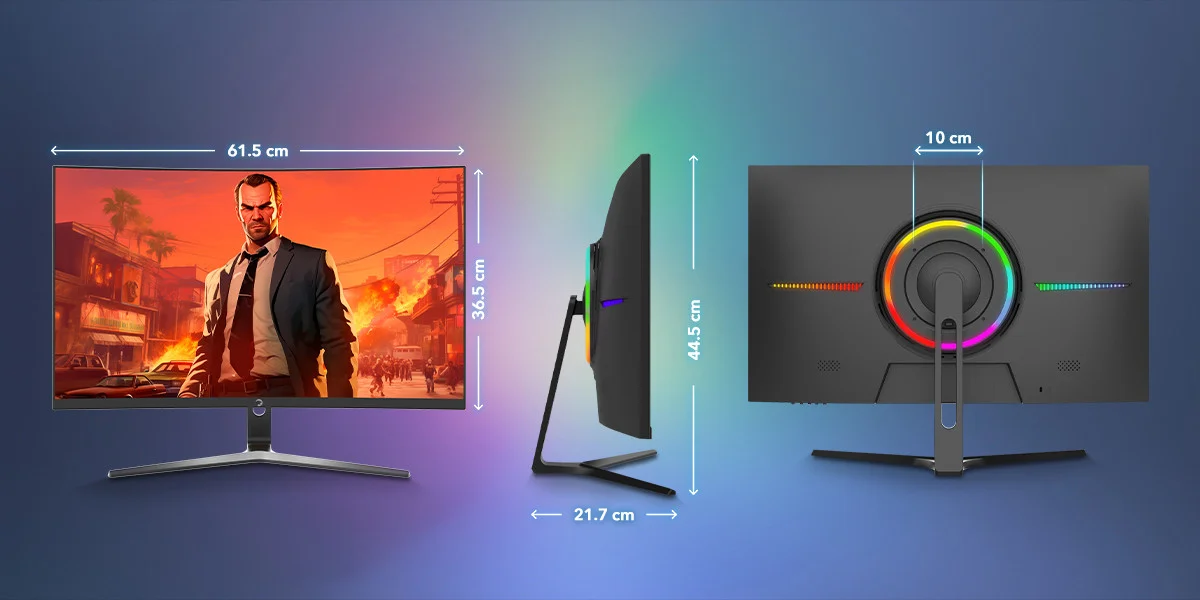 GamePower 27″ Vivid V80 Fast VA Panel Curved RGB 300Hz 0.5ms FHD 2x2W Speaker Gaming Monitör