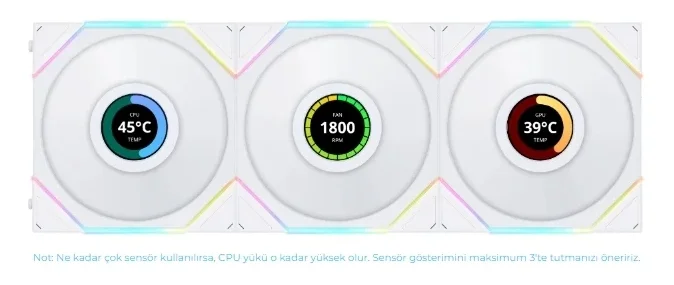 Lian Li UNI FAN TL LCD REVERSE 1x120mm Beyaz Kasa Fanı
