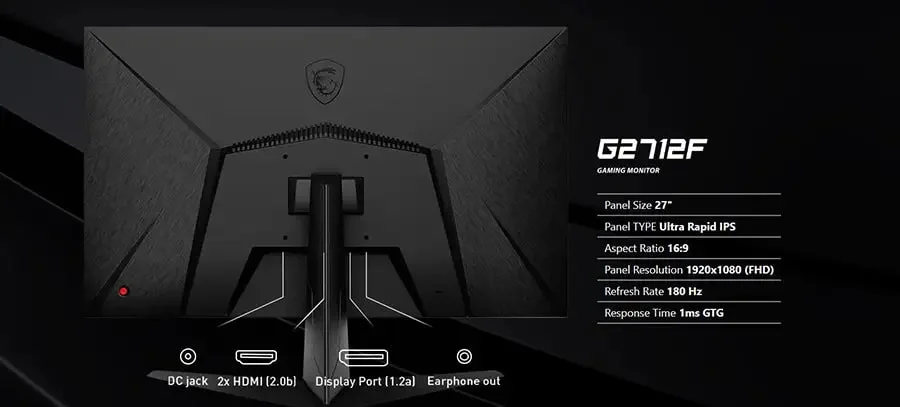 MSI G2712F 27″ Ultra Rapıd 1ms 180Hz Adaptive-Sync IPS Full HD Gaming Monitör