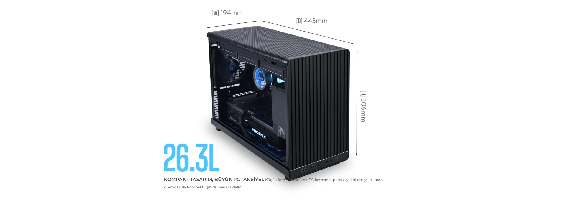Lian Li Dan Case A3 Siyah M-ATX Mini-Tower Kasa