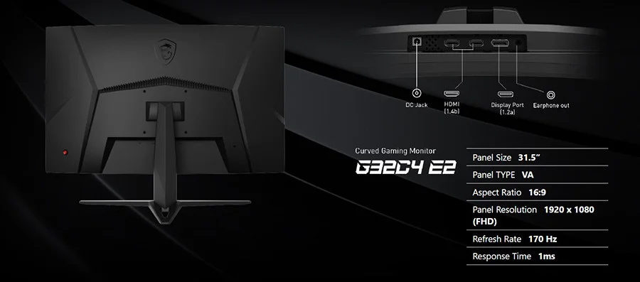 MSI 31.5″ G32C4 E2 1ms 170Hz Curved Gaming (Oyuncu) Monitör