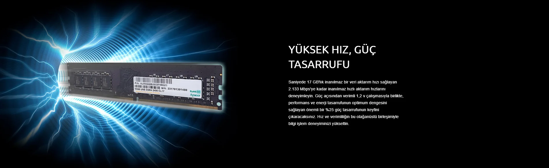 Apacer 8 GB (1x8GB) 3200Mhz DDR4 Ram (AU08GGB32CSYBGH)